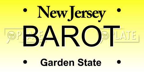 BAROT New Jersey License Plate