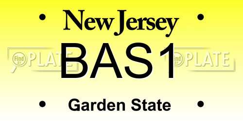 BAS1 New Jersey License Plate