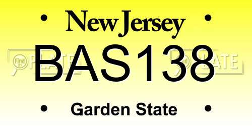 BAS138 New Jersey License Plate