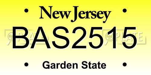 BAS2515 New Jersey License Plate