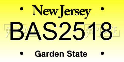 BAS2518 New Jersey License Plate