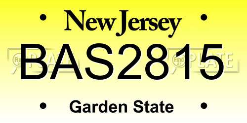 BAS2815 New Jersey License Plate