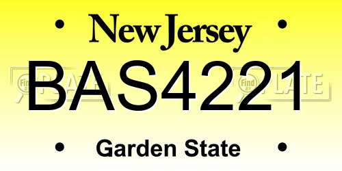BAS4221 New Jersey License Plate