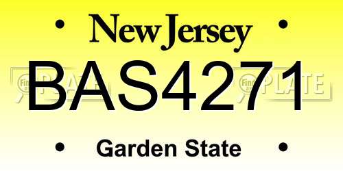 BAS4271 New Jersey License Plate
