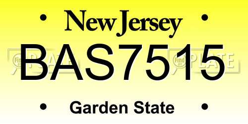 BAS7515 New Jersey License Plate