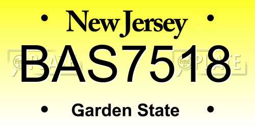 BAS7518 New Jersey License Plate