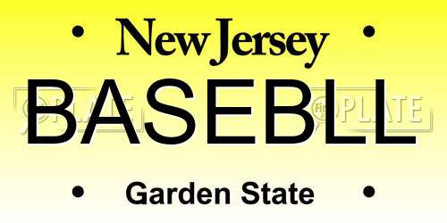 BASEBLL New Jersey License Plate