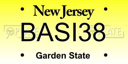 BASI38 New Jersey License Plate
