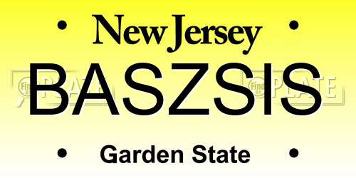 BASZSIS New Jersey License Plate