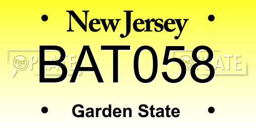 BAT058 New Jersey License Plate