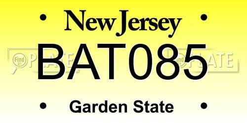 BAT085 New Jersey License Plate