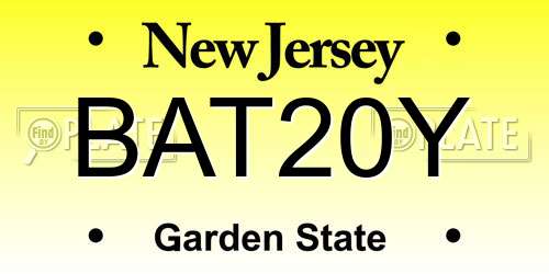BAT20Y New Jersey License Plate
