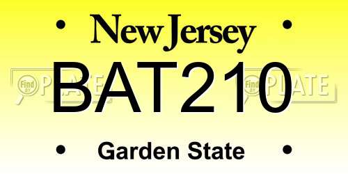 BAT210 New Jersey License Plate