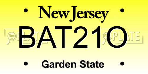 BAT21O New Jersey License Plate