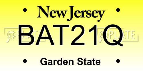 BAT21Q New Jersey License Plate