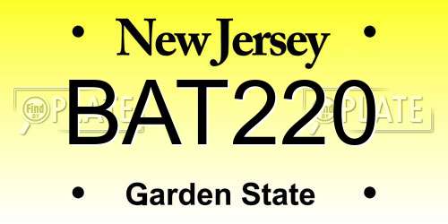 BAT220 New Jersey License Plate