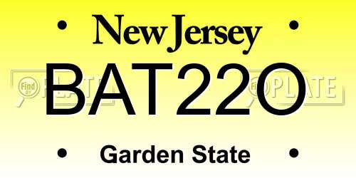 BAT22O New Jersey License Plate