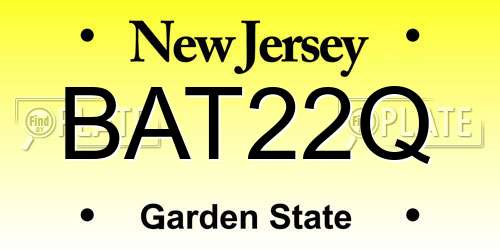 BAT22Q New Jersey License Plate