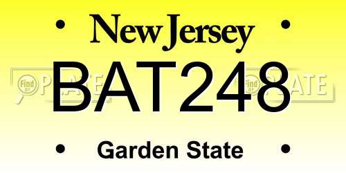 BAT248 New Jersey License Plate