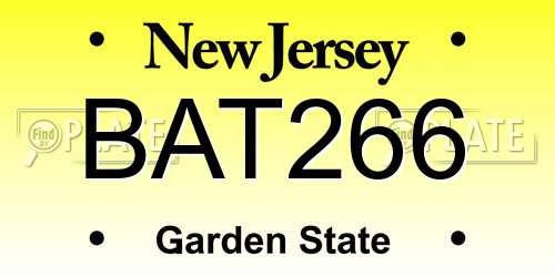 BAT266 New Jersey License Plate