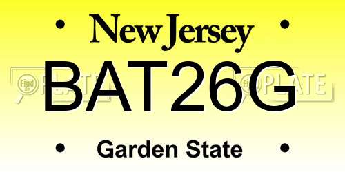 BAT26G New Jersey License Plate