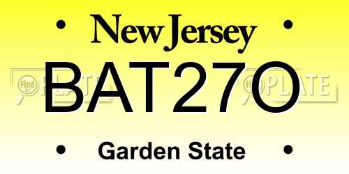 BAT27O New Jersey License Plate