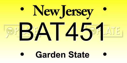 BAT451 New Jersey License Plate