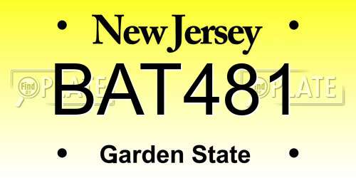BAT481 New Jersey License Plate