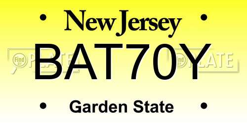 BAT70Y New Jersey License Plate
