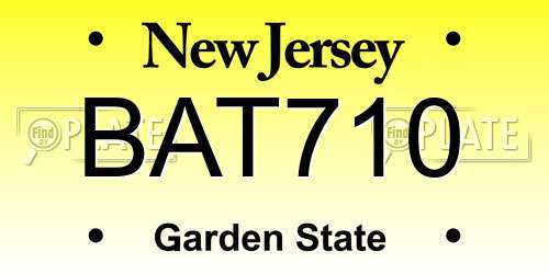 BAT710 New Jersey License Plate