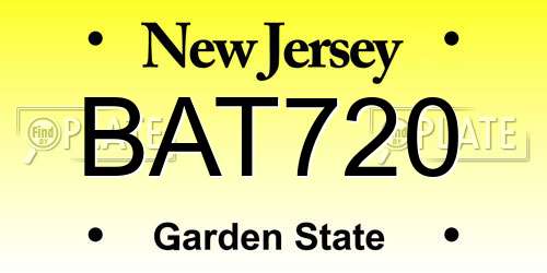 BAT720 New Jersey License Plate