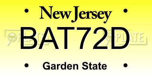 BAT72D New Jersey License Plate