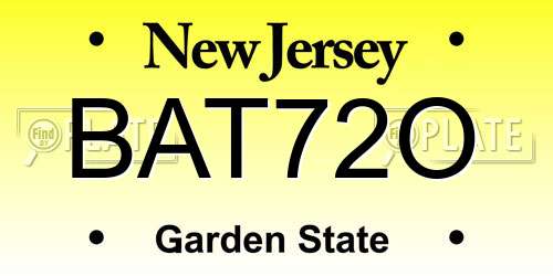 BAT72O New Jersey License Plate
