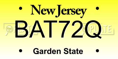 BAT72Q New Jersey License Plate