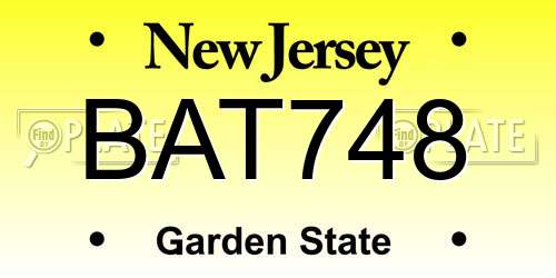 BAT748 New Jersey License Plate