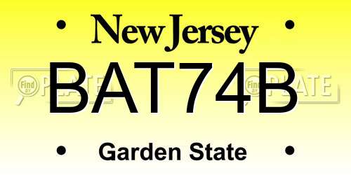 BAT74B New Jersey License Plate