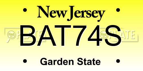 BAT74S New Jersey License Plate