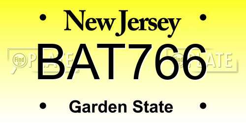 BAT766 New Jersey License Plate