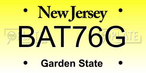 BAT76G New Jersey License Plate