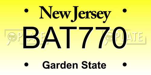 BAT770 New Jersey License Plate