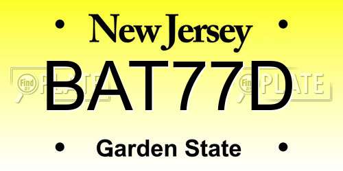 BAT77D New Jersey License Plate
