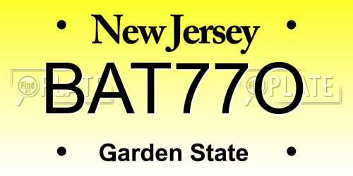 BAT77O New Jersey License Plate
