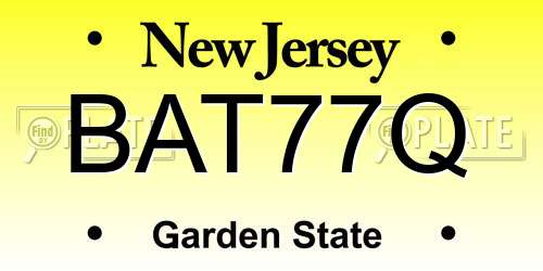 BAT77Q New Jersey License Plate