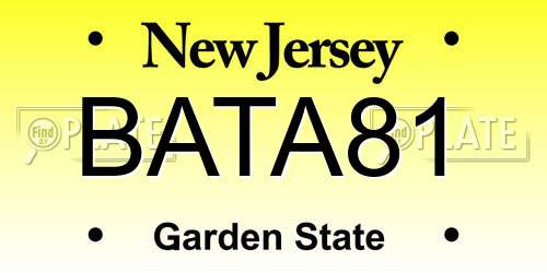 BATA81 New Jersey License Plate