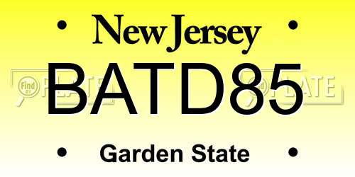 BATD85 New Jersey License Plate