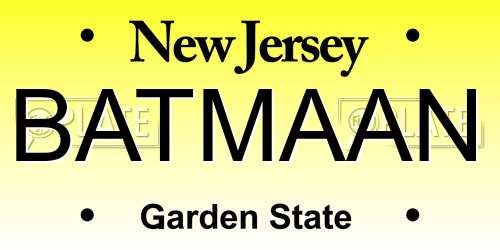 BATMAAN New Jersey License Plate