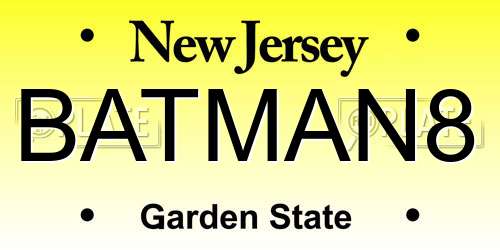BATMAN8 New Jersey License Plate