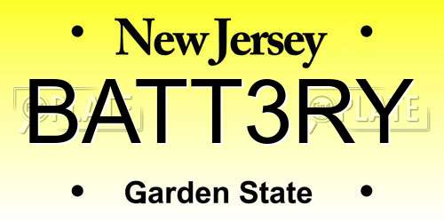 BATT3RY New Jersey License Plate