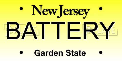 BATTERY New Jersey License Plate