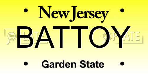 BATTOY New Jersey License Plate